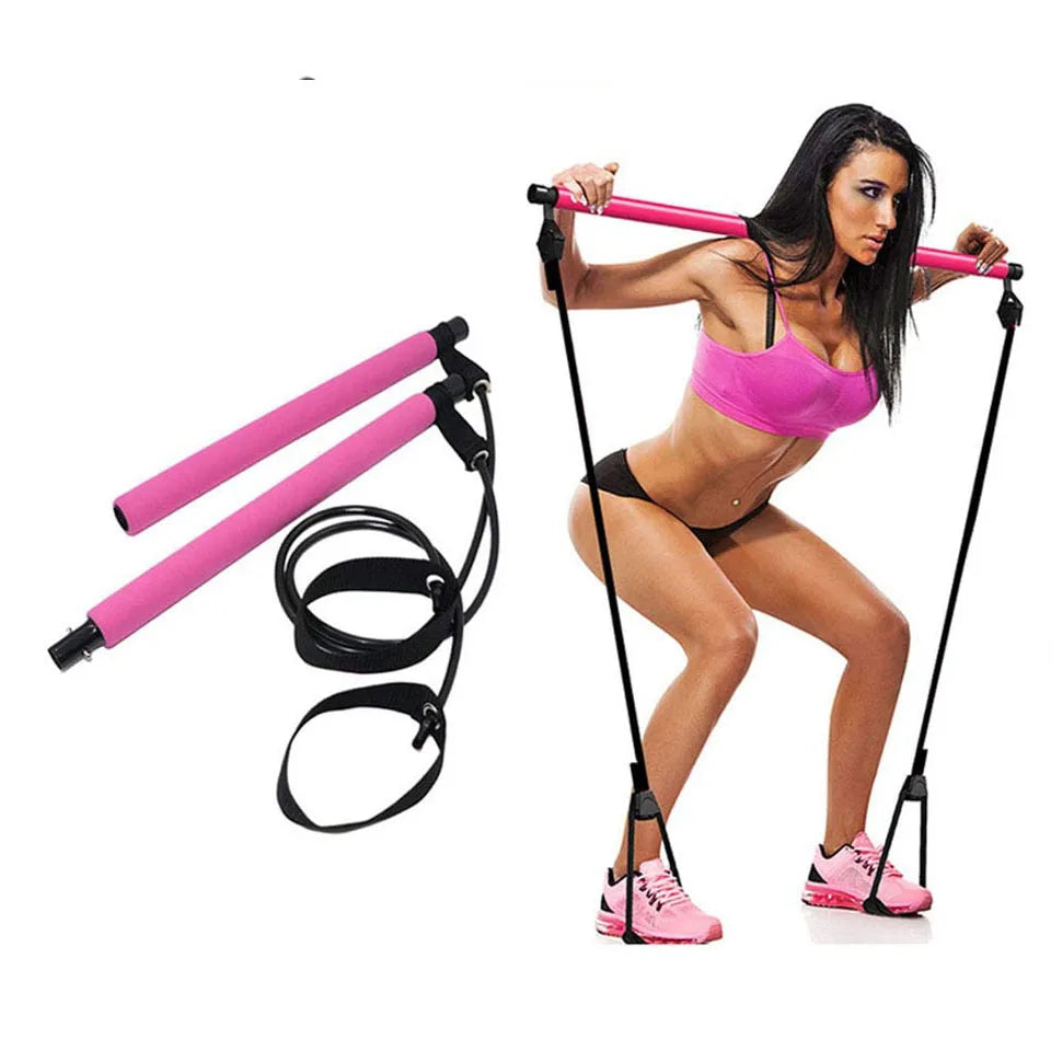 Fitness Yoga Pilates Bar Stick with Resistance Bands | Kaima