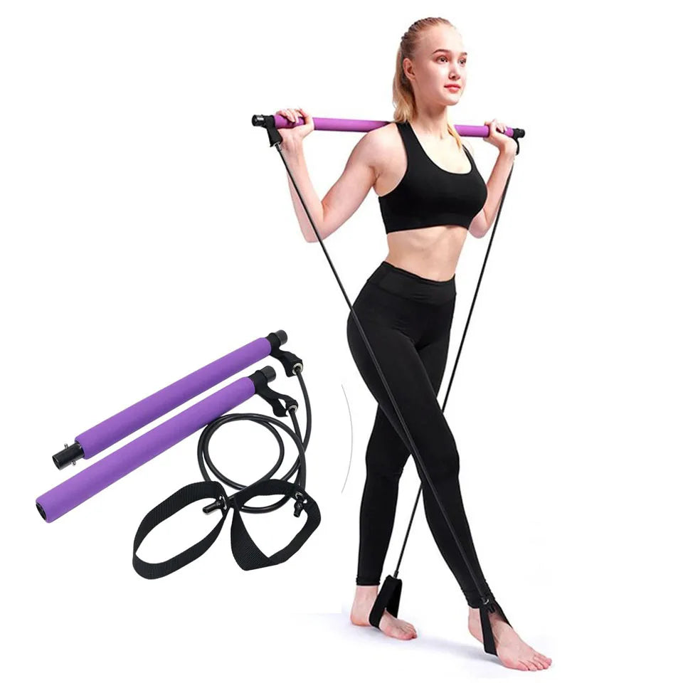 Fitness Yoga Pilates Bar Stick with Resistance Bands | Kaima