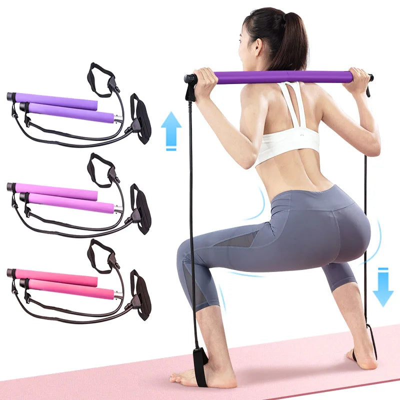 Fitness Yoga Pilates Bar Stick with Resistance Bands | Kaima