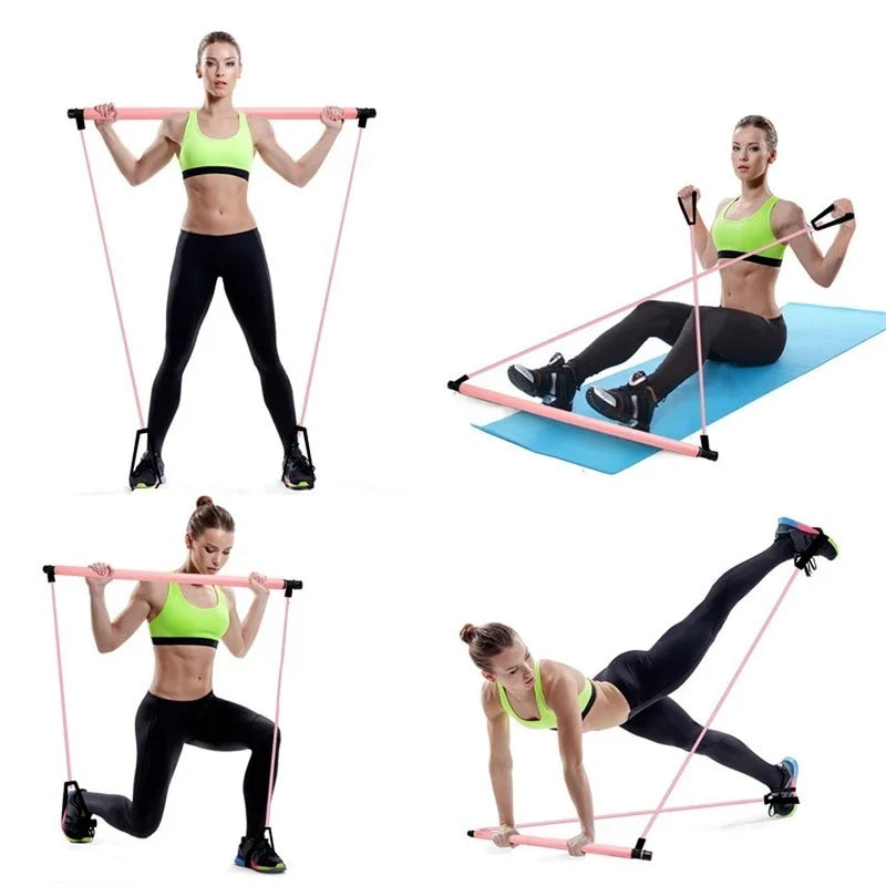 Fitness Yoga Pilates Bar Stick with Resistance Bands | Kaima